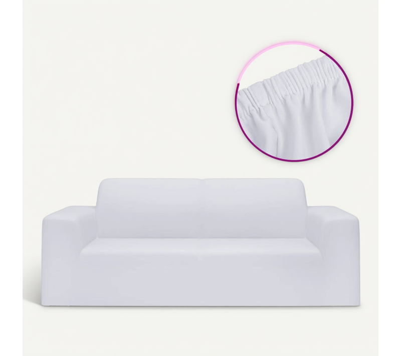 Housse Extensible De Canapé 2 Places Blanc Jersey De Polyester