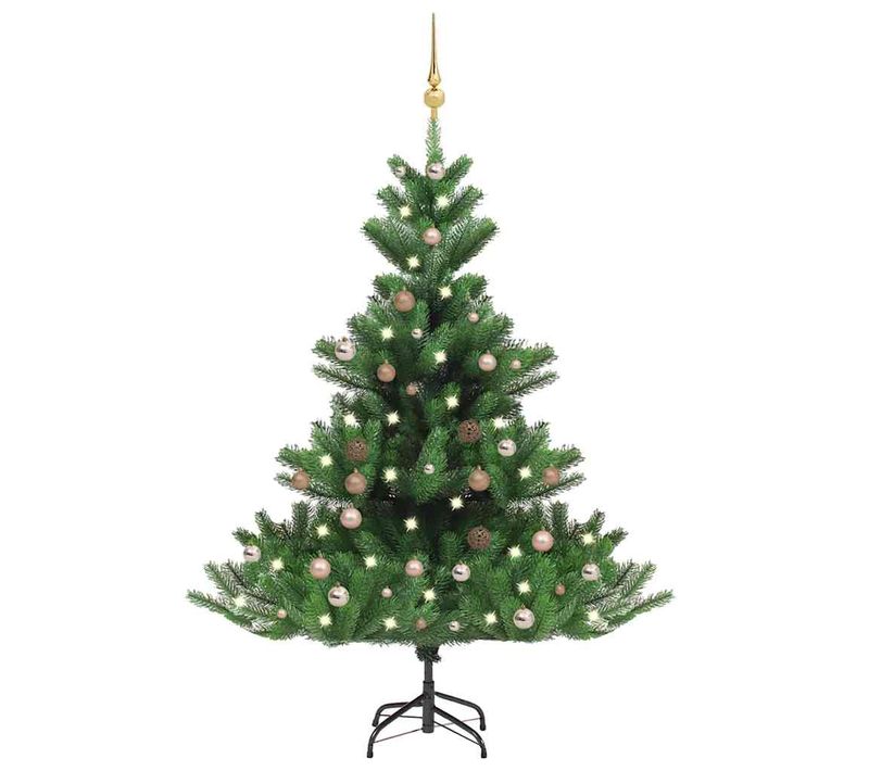 Sapin De Noël Artificiel Nordmann Avec LED Et Boules Vert 180cm