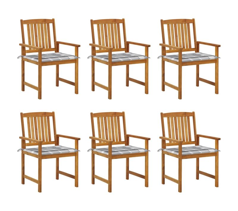 Chaises De Jardin Avec Coussins 6 PCs Bois D'acacia Massif