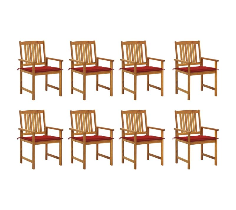 Chaises De Jardin Avec Coussins 8 PCs Bois D'acacia Solide