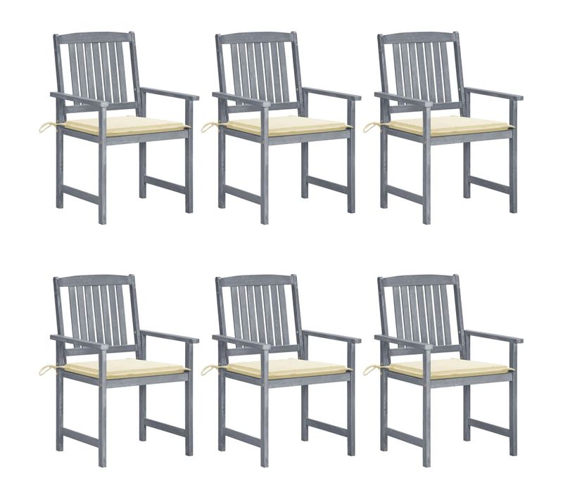 Chaises De Jardin Avec Coussins 6 PCs Bois D'acacia Massif Gris