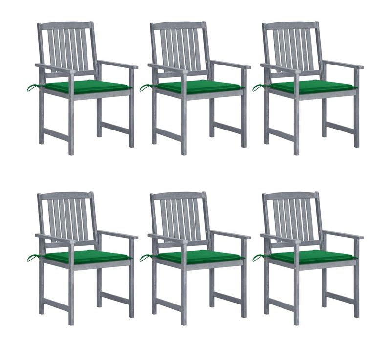 Chaises De Jardin Avec Coussins 6 PCs Bois D'acacia Massif Gris