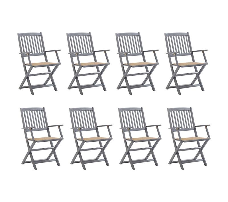 Chaises Pliables D'extérieur Lot De 8 Et Coussins Bois D'acacia