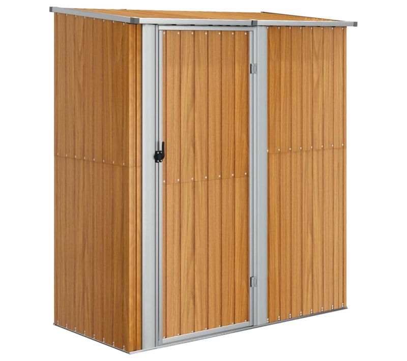 Abri De Jardin 180,5x97x209,5 Cm Acier Galvanisé Aspect Bois Hangar De Stockage Terrasse