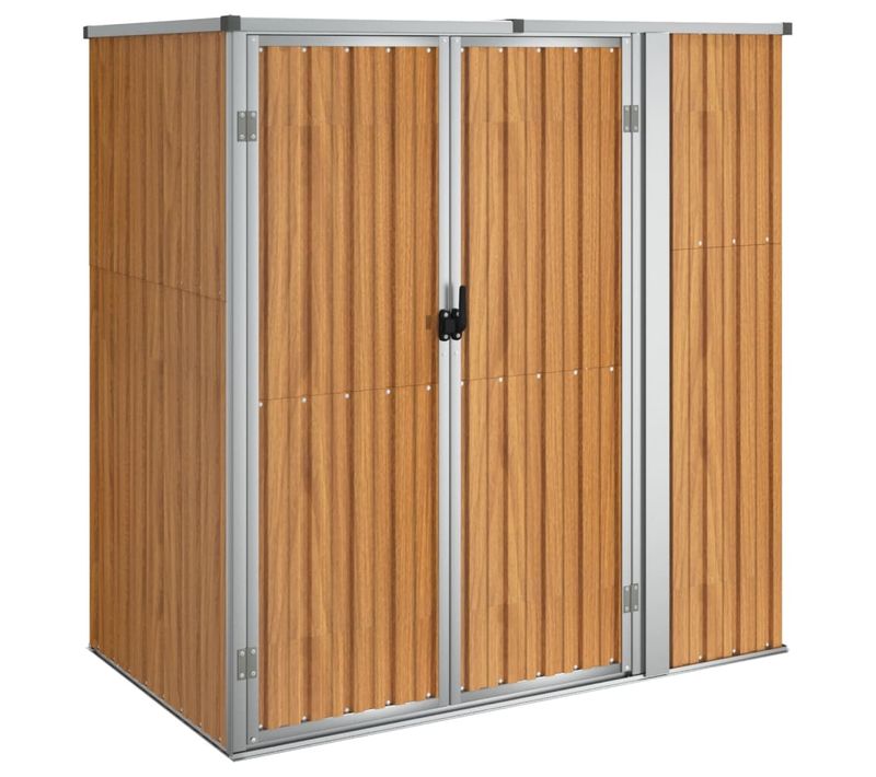 Abri De Jardin Marron 161x89x161 Cm Acier Galvanisé Avec Porte 99x152 Cm
