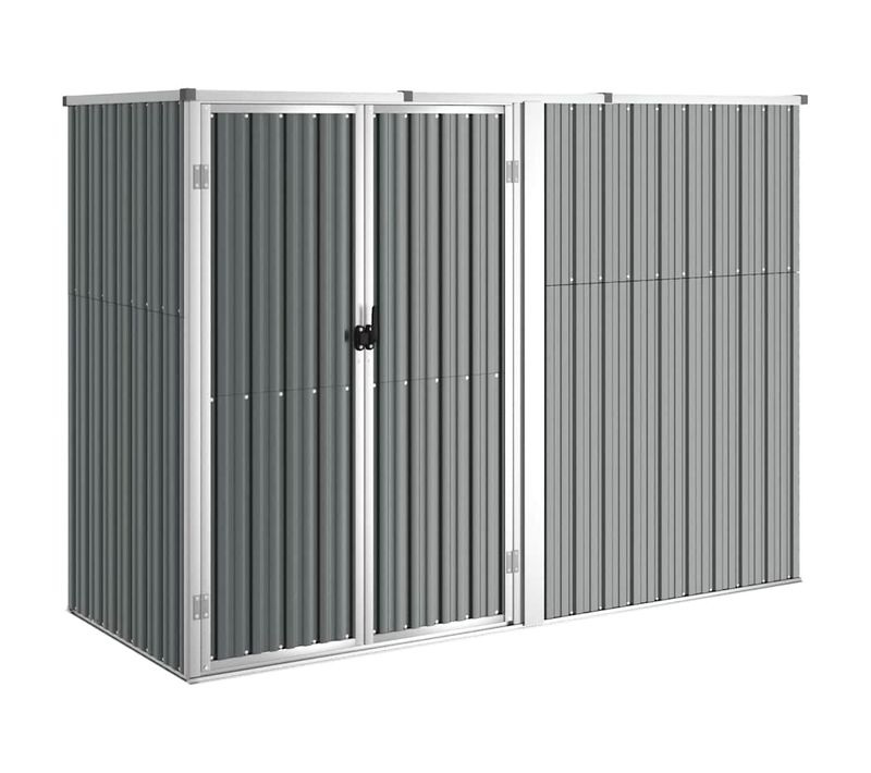 Abri à Outils De Jardin 225x89x161 Cm Rangement Extérieur Acier Galvanisé Gris