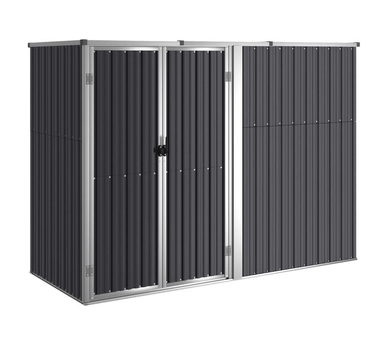 Abri De Jardin Anthracite 225x89x161 Cm Acier Galvanisé Avec Porte 99x152 Cm
