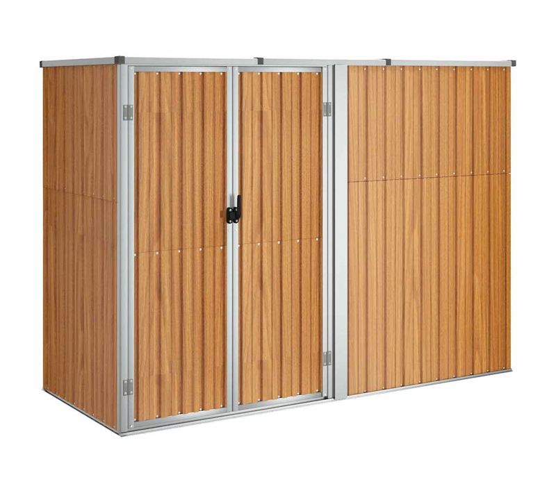 Abri à Outils De Jardin Marron 225x89x161 Cm Acier Galvanisé Rangement Stockage Extérieur