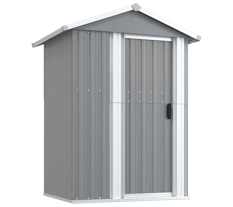 Abri De Jardin Gris 126x97,5x177 Cm Acier Galvanisé Rangement D'outils Stockage Extérieur