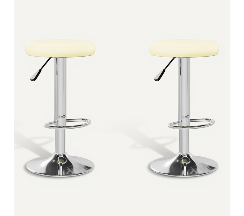 Tabourets De Bar Lot De 2 Crème Simili