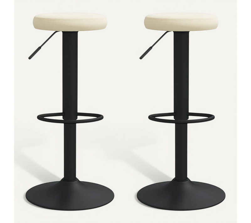 Tabourets De Bar Lot De 2 Crème Velours