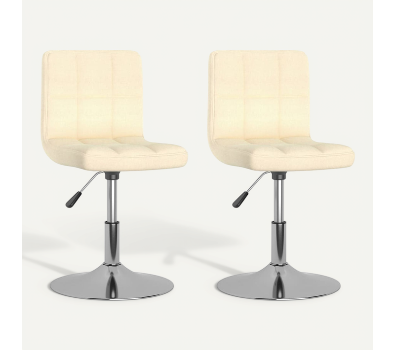 Chaises Pivotantes À Manger Lot De 2 Crème Tissu