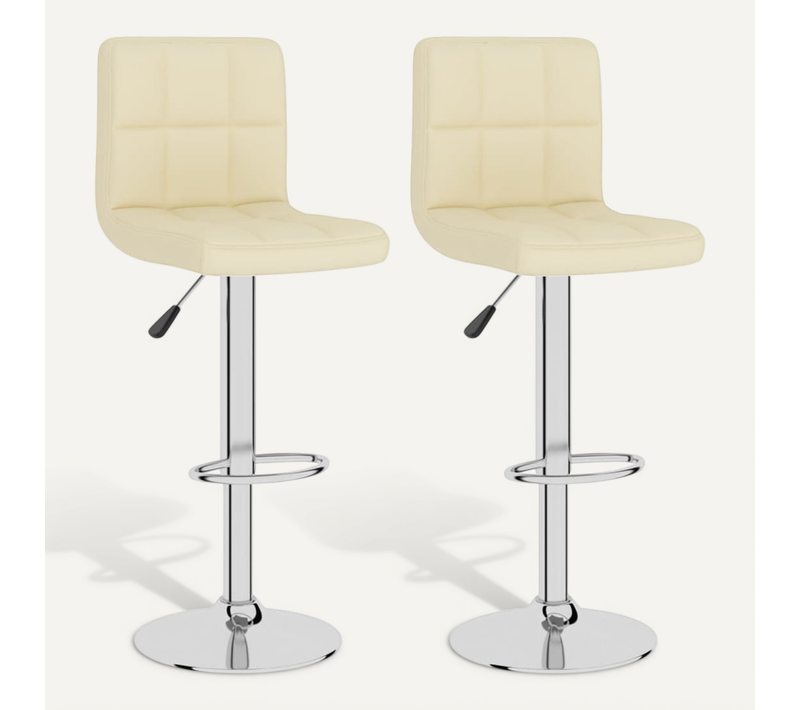 Tabourets De Bar Lot De 2 Crème Tissu