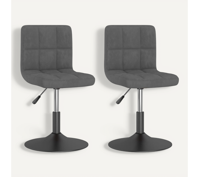 Chaises Pivotantes À Manger Lot De 2 Gris Foncé Velours