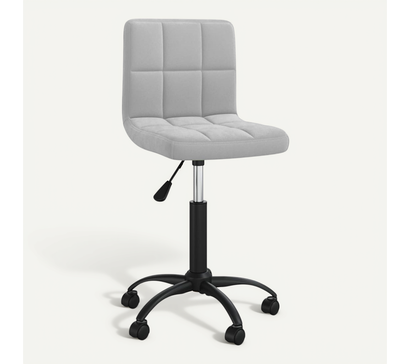 Chaise Pivotante De Bureau Gris Clair Velours