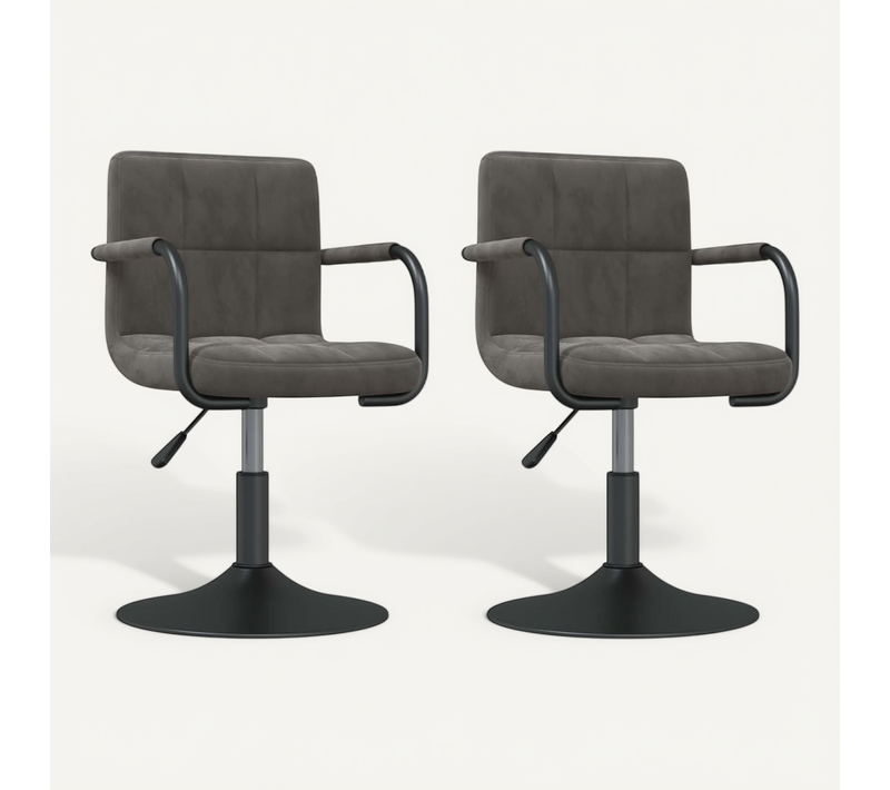 Chaises Pivotantes À Manger Lot De 2 Gris Foncé Velours