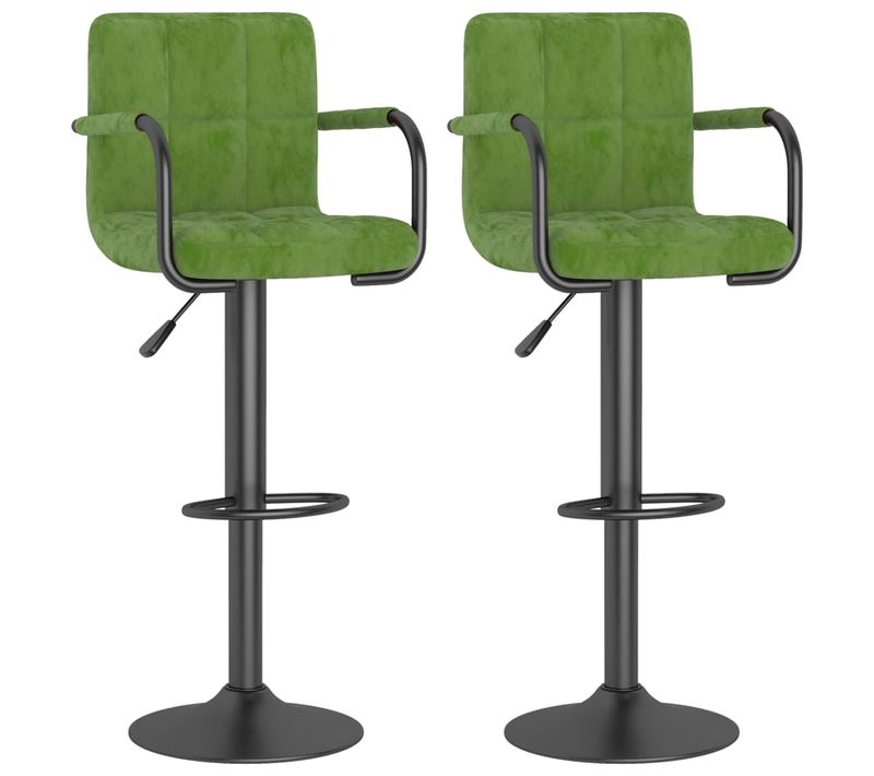 Tabourets De Bar 2 PCs Vert Clair Velours