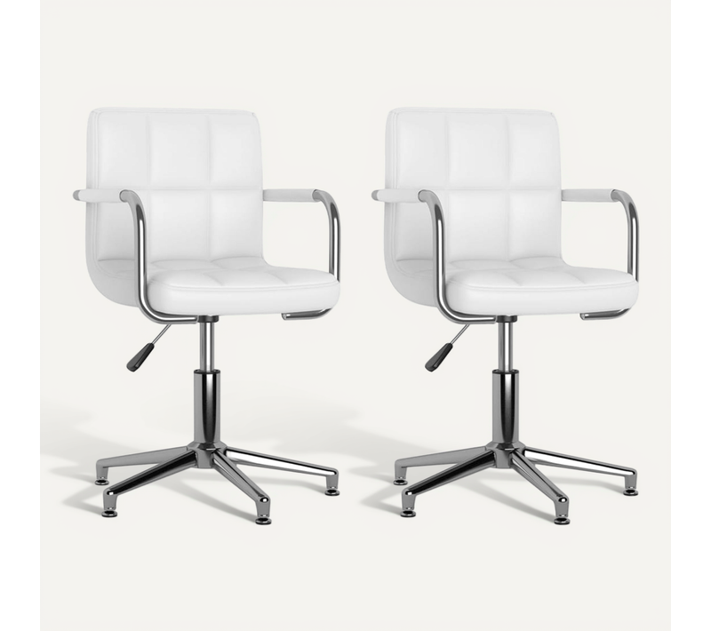 Chaises Pivotantes À Manger Lot De 2 Blanc Simili