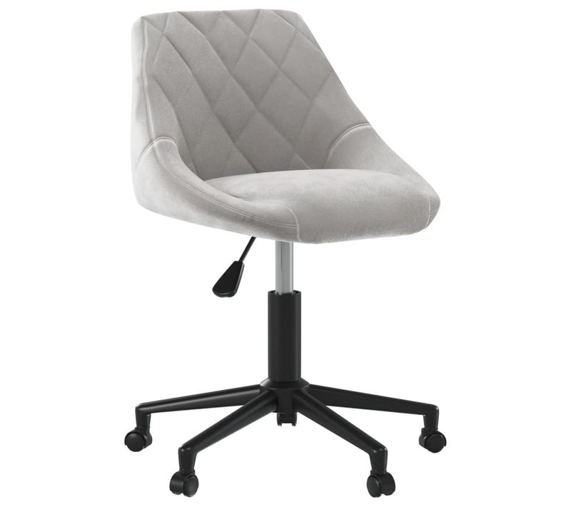 Chaise Pivotante De Bureau Gris Clair Velours