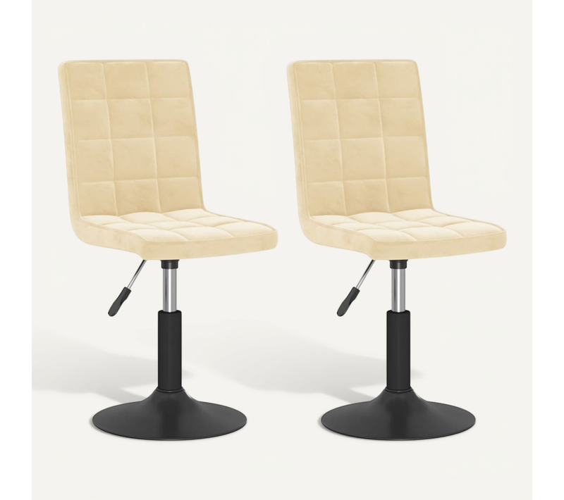 Chaises Pivotantes À Manger Lot De 2 Crème Velours
