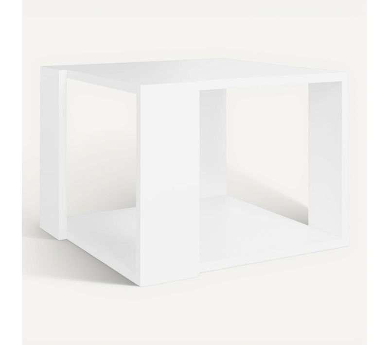 Table Basse Carré Blanc 40x40x30 Cm Bois Contreplaqué Table D'appoint Salle De Séjour