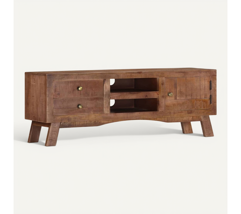 Meuble TV 110x30x40 Cm Bois De Manguier Brut