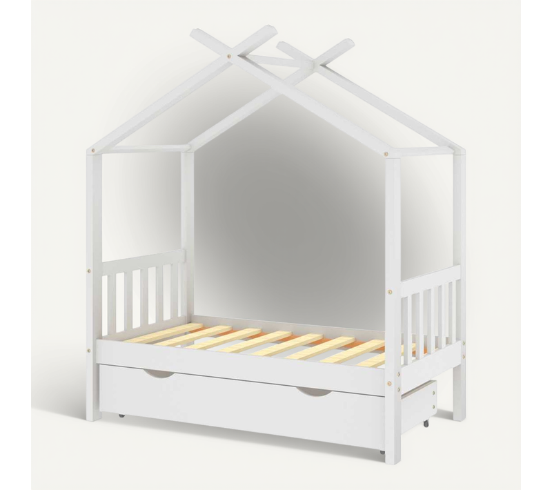 Cadre De Lit Enfant Avec Tiroir Blanc Pin Massif 70x140 Cm