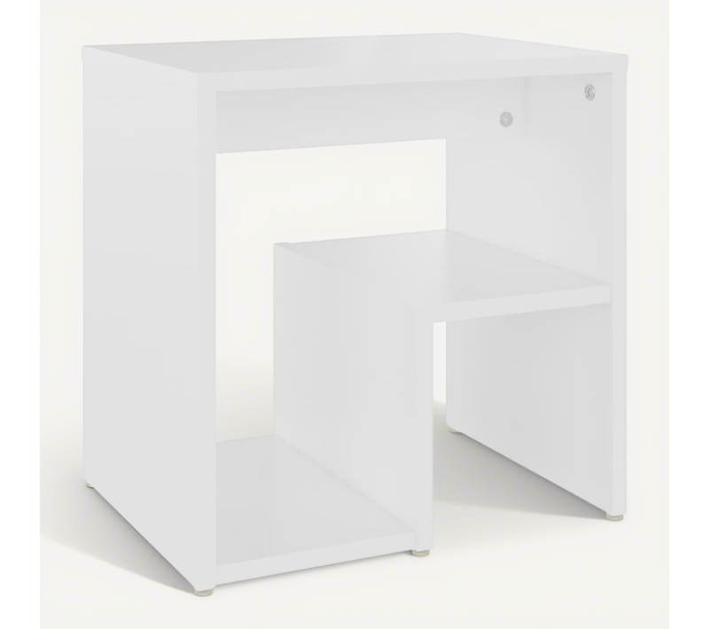 Table De Chevet Avec étagère Blanc 40x30x40cm Bois Contreplaqué Armoire De Nuit Chambre