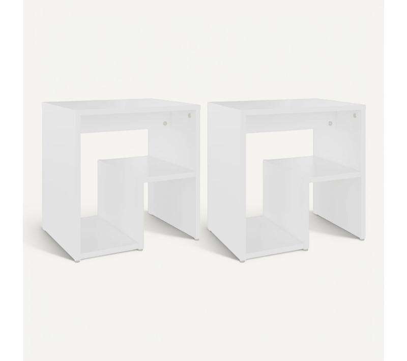 Tables De Chevet 2 Pièces Blanc 40x30x40 Cm Bois Contreplaqué