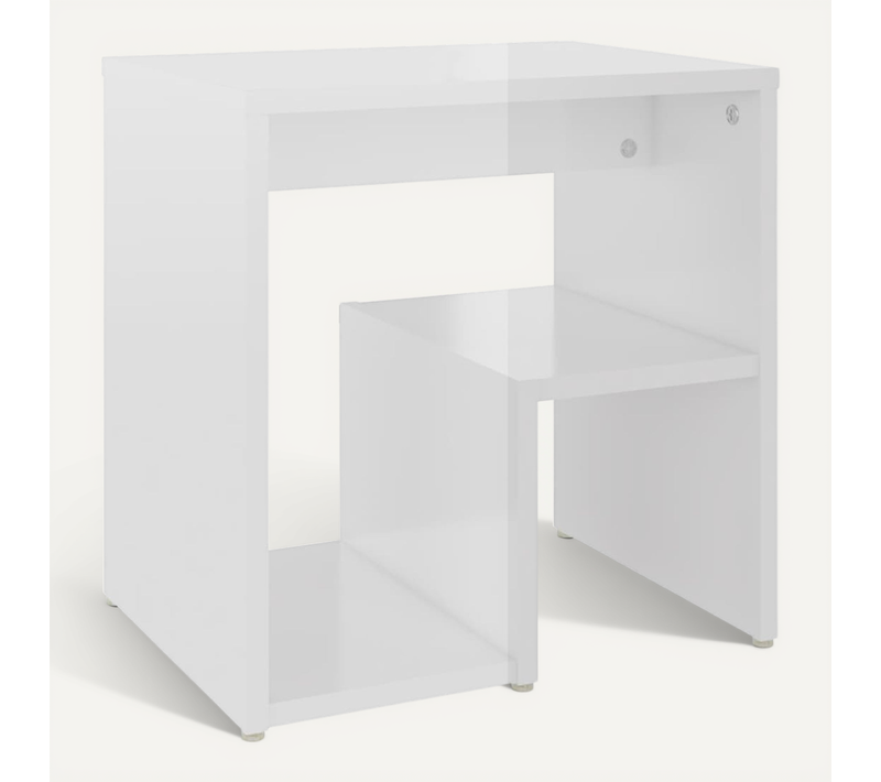Cabinet De Lit Avec étagère Haut Brillant Blanc 40x30x40 Cm Bois Composé