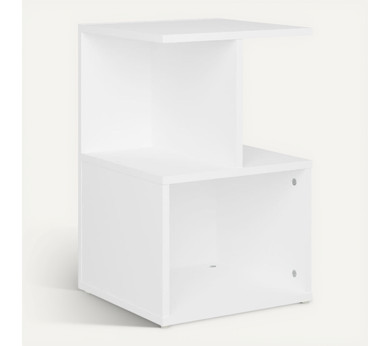 Table De Chevet Blanc 35x35x55 Cm Bois Contreplaqué