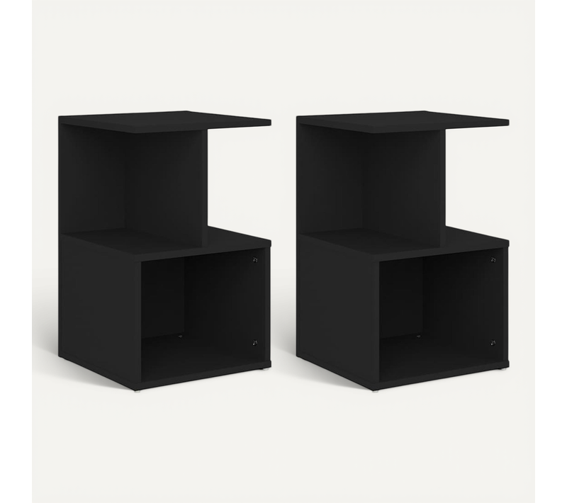 Cabinets De Nuit Avec Rangement Ouvert 2 Pièces Noir 35x35x55 Cm Bois Composé