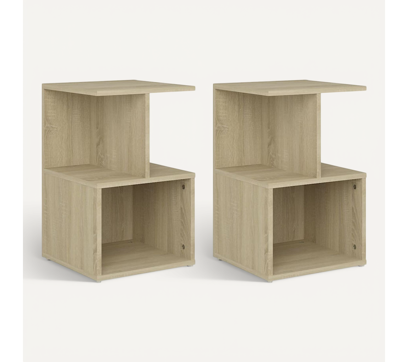 Tables De Chevet 2pcs Chêne Sonoma 35x35x55cm Bois Contreplaqué