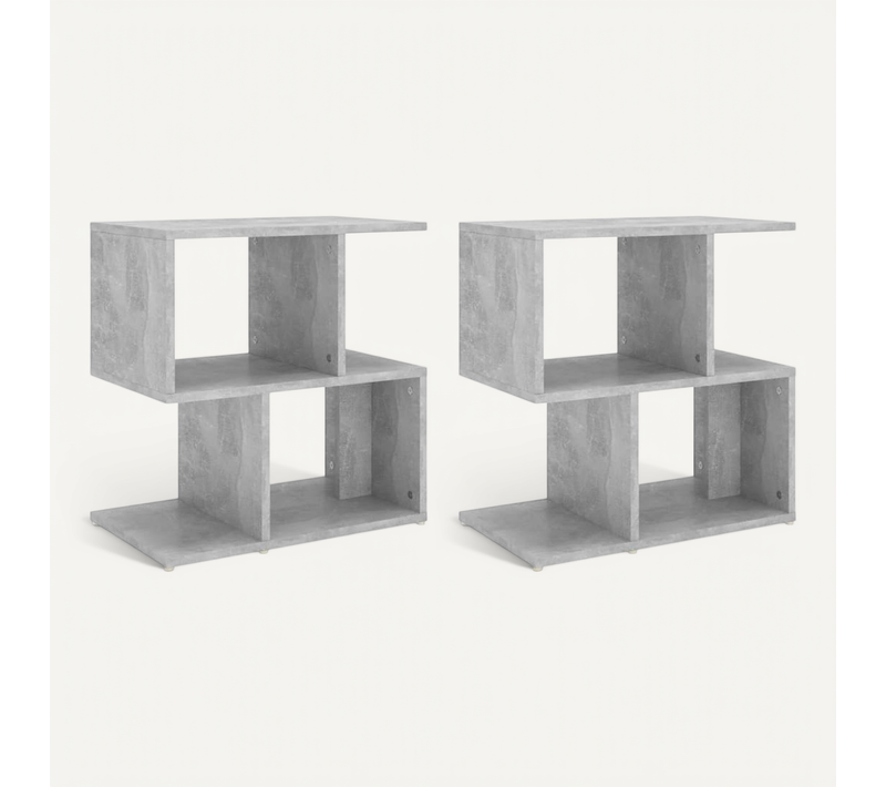 Tables De Chevet 2pcs Gris Béton 50x30x51,5cm Bois Contreplaqué