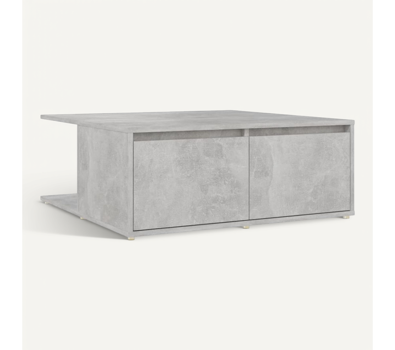 Table Basse Gris Béton 80x80x31 Cm Bois Contreplaqué
