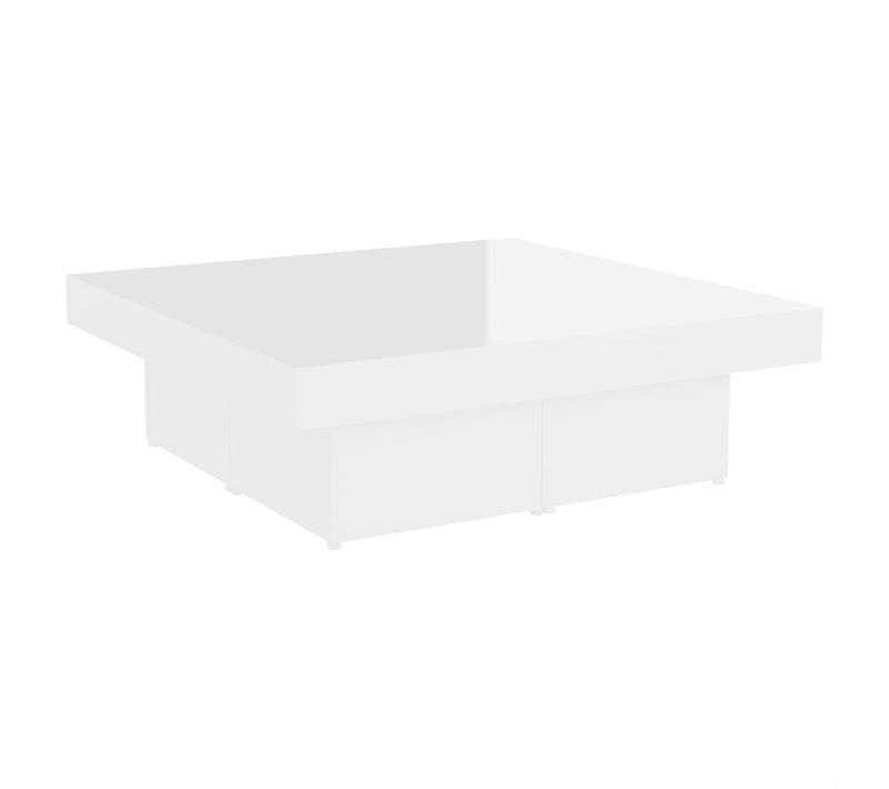 Table Basse Blanc Brillant 90x90x28 Cm Bois Contreplaqué