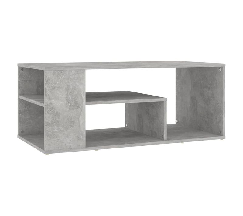 Table Basse Gris Béton 100x50x40 Cm Bois Contreplaqué
