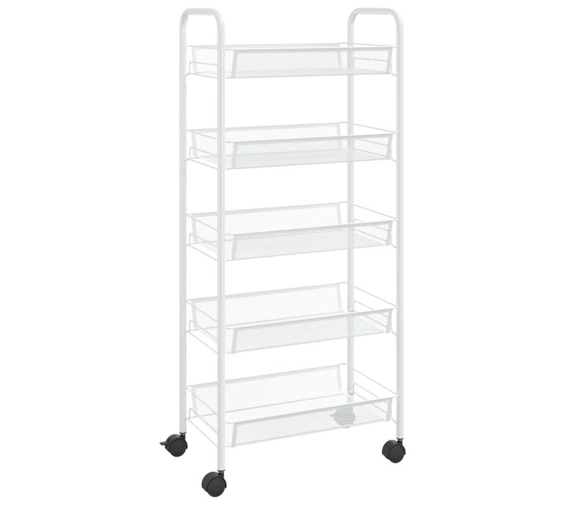 Chariot De Cuisine À 5 Niveaux Blanc 46x26x105 Cm Fer