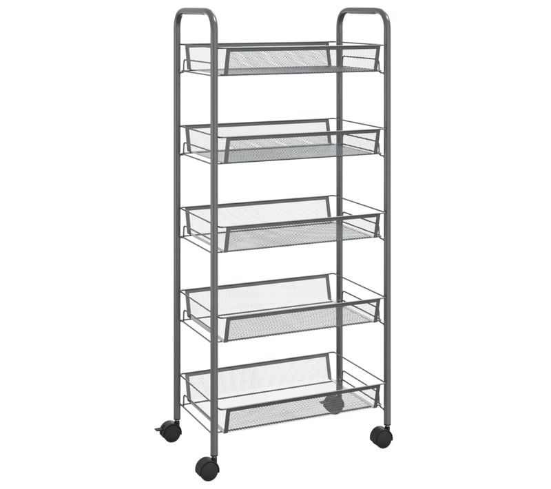 Chariot De Cuisine À 5 Niveaux Gris 46x26x105 Cm Fer