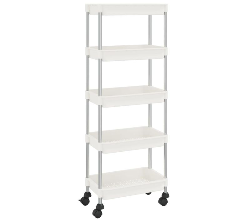 Chariot De Cuisine 5 Niveaux Blanc 42x29x128 Cm Fer Et Abs