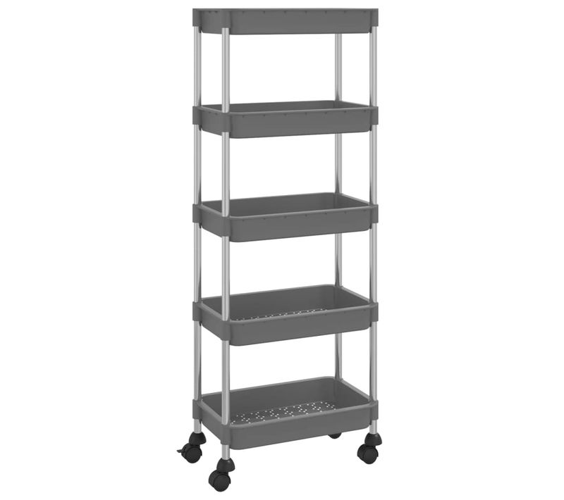 Chariot De Cuisine 5 Niveaux Gris 42x29x128 Cm Fer Et Abs