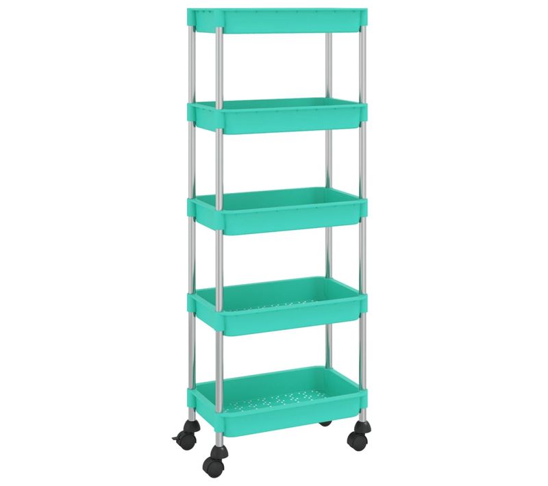 Chariot De Cuisine 5 Niveaux Turquoise 42x29x128 Cm Fer Et Abs