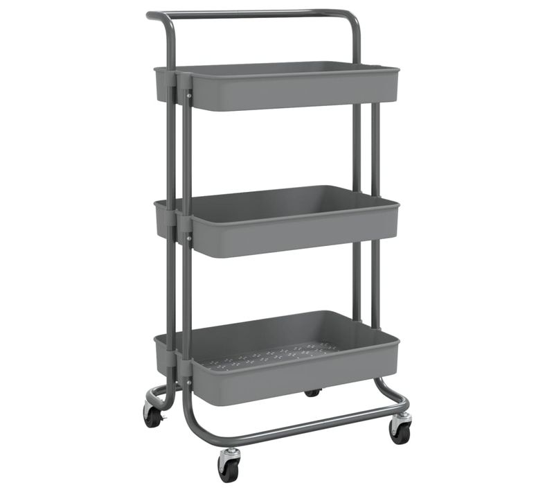 Chariot De Cuisine 3 Niveaux Gris 42x35x85 Cm Fer Et Abs