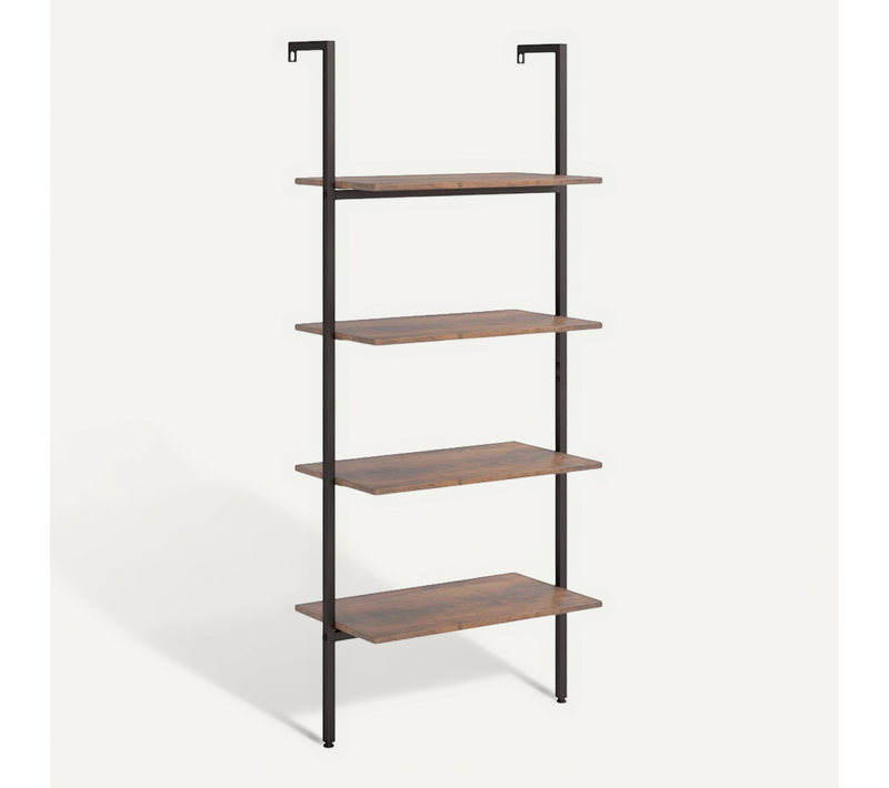 étagère Inclinée À 4 Niveaux Marron Foncé Et Noir 64x35x152,5cm