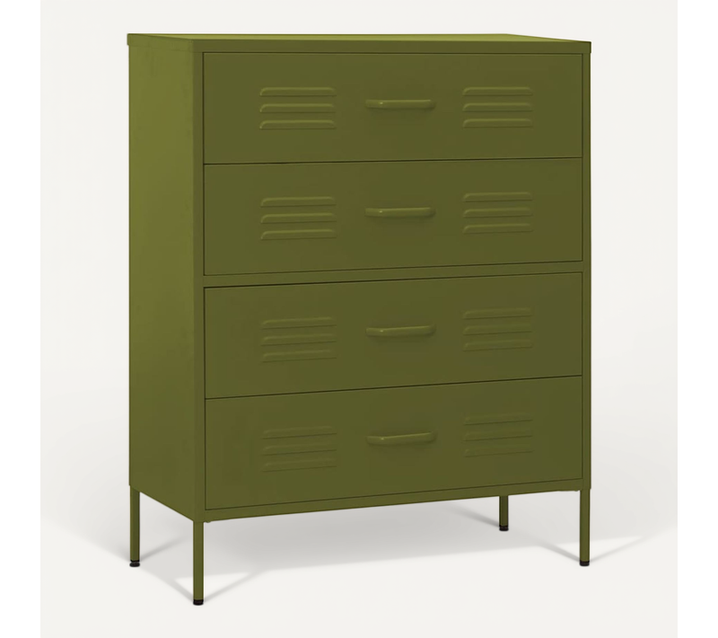 Commode Vert Olive 80x35x101,5 Cm Acier