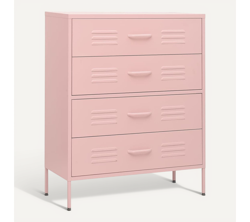 Commode 1 Pièce 3 Tiroirs Avec Niveleurs Réglables En Acier Rose