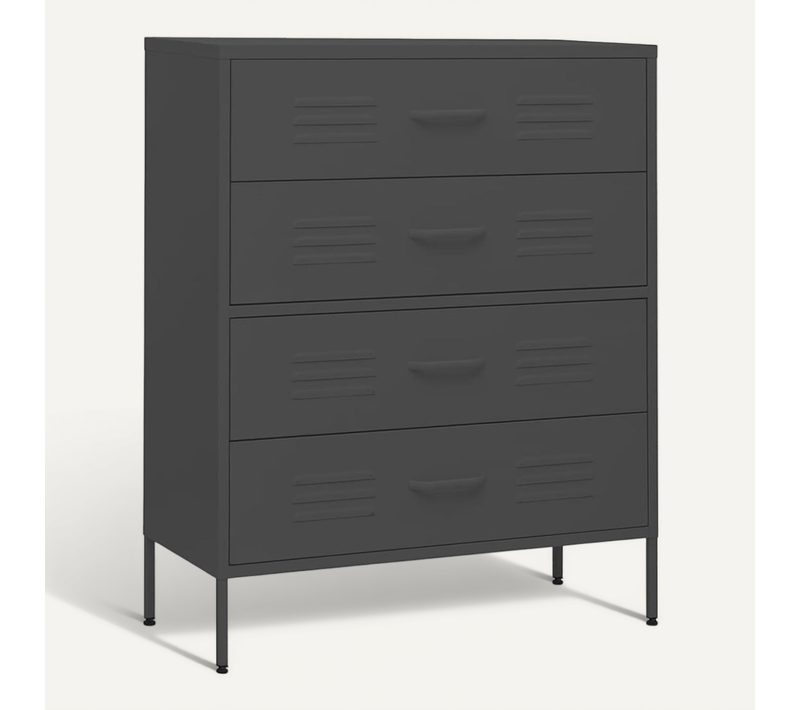 Commode 1 Pièce 3 Tiroirs Avec Niveleurs Réglables En Acier Anthracite