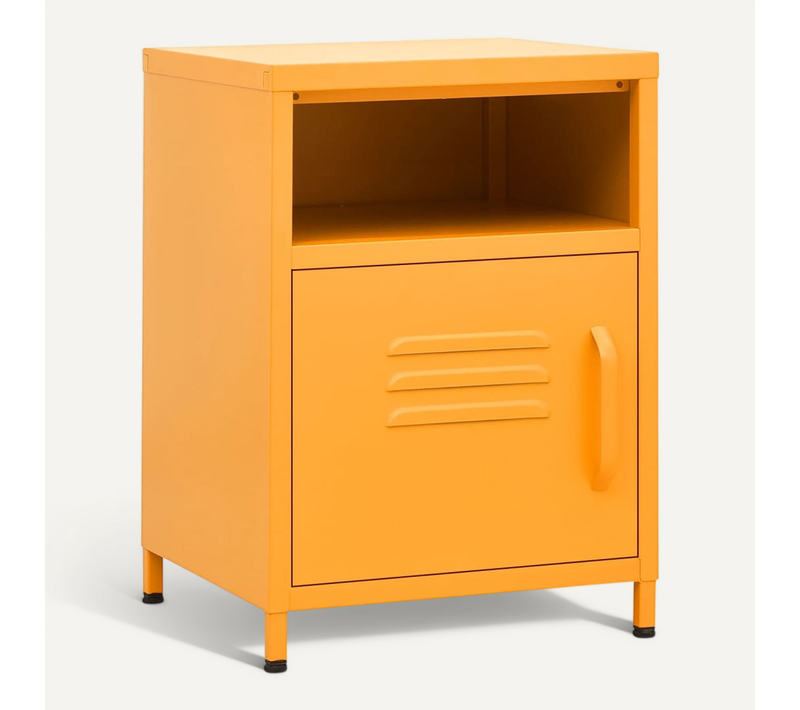 Table De Chevet Jaune Moutarde 35x35x51 Cm Acier