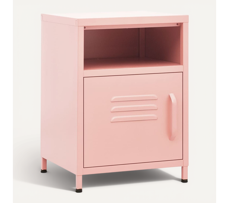 Table De Chevet Rose 35x35x51 Cm Acier