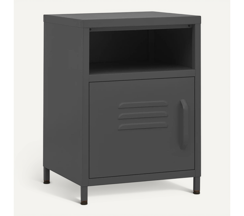 Table De Chevet Anthracite 35x35x51 Cm Acier